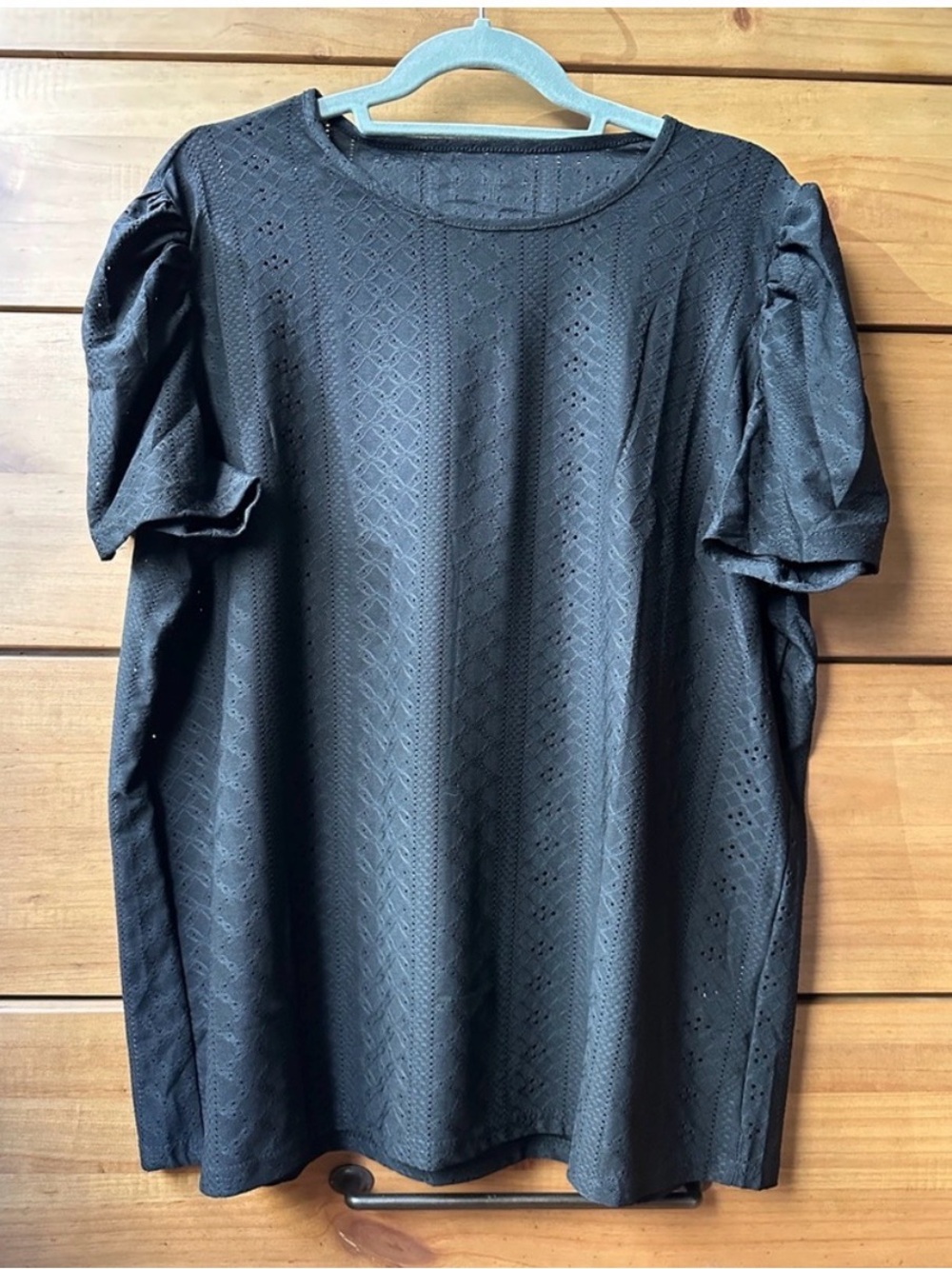 New Boutique Black Puff Sleeve Top | 2XL